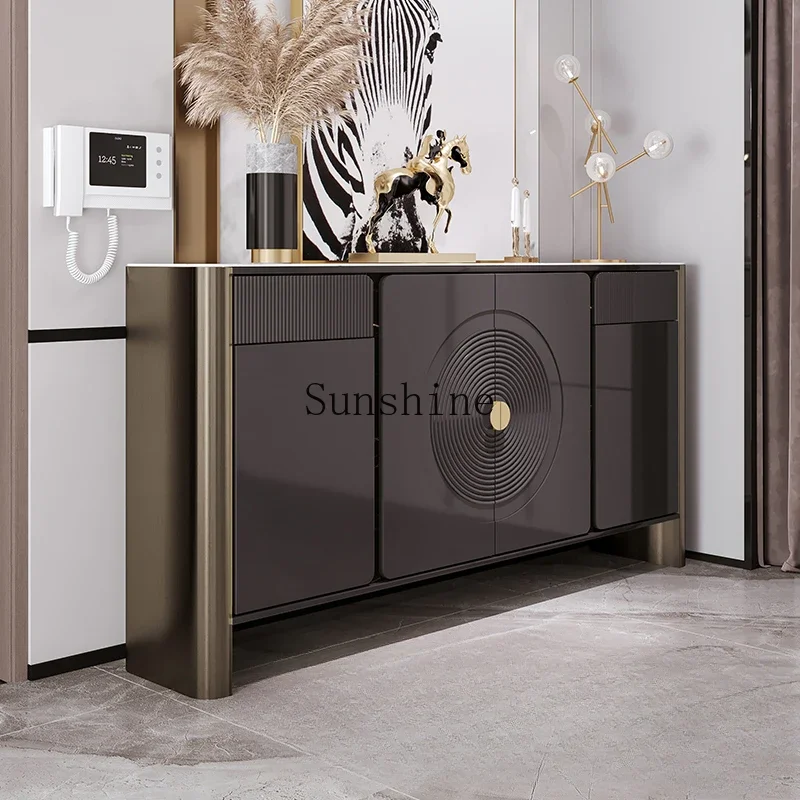 

Italian minimalist shoe cabinet rock slab large capacity home entrance door against the wall