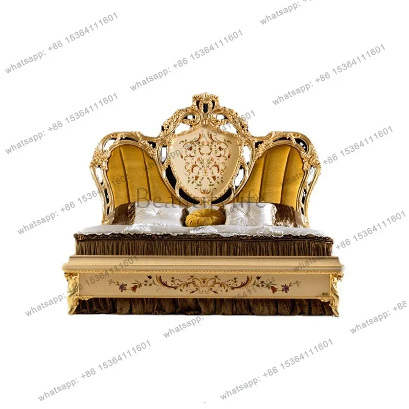 

FG11European mahogany carved double bed Italian villa princess wedding bed 1.8 furniture