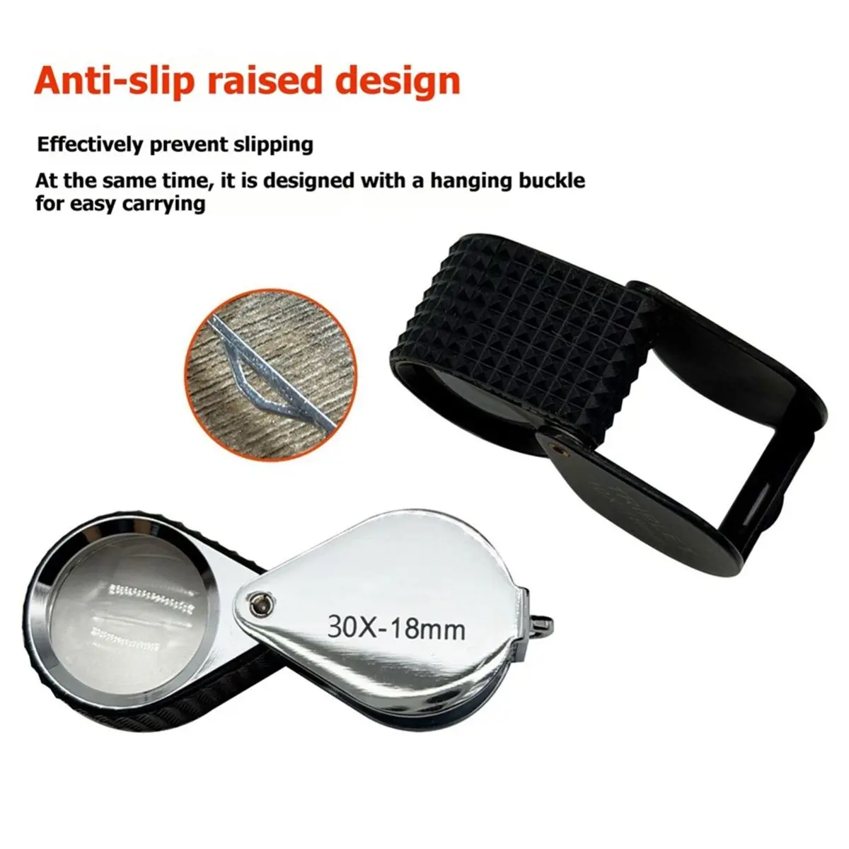 《TOP RATED》30X 18mm Pocket Loupe Magnifier Jewelry Magnifying Glass Foldable Lupa Triplet Jewelers Eye Glass Tool