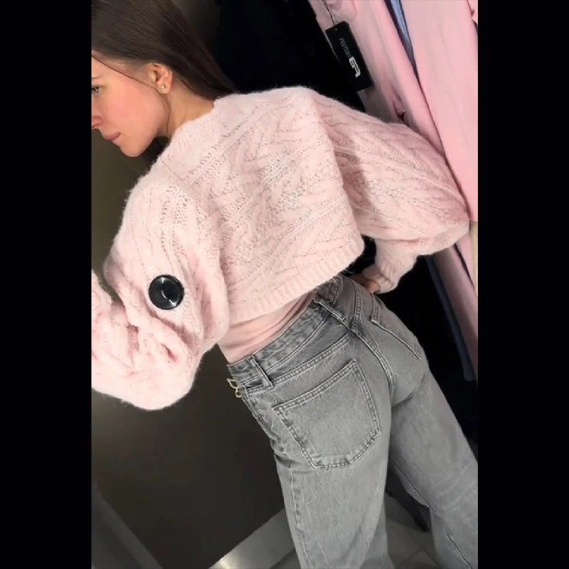 

Женский милый модный повседневный вязаный свитер, осенний классический Y2k, элегантная короткая куртка, новинка 2025 года, изысканный удобный кардиган