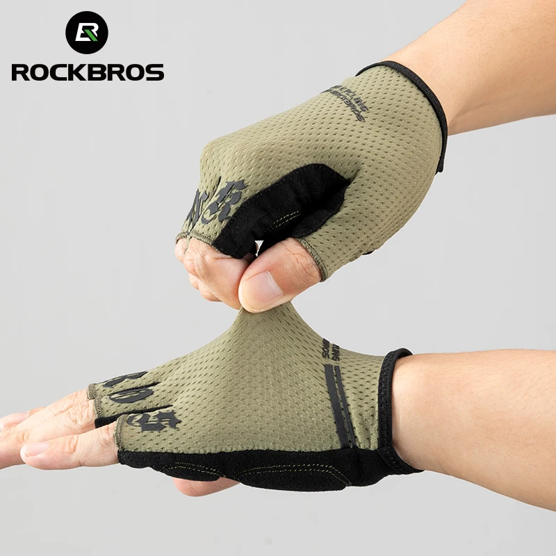 ROCKBROS guanti da ciclismo mezze dita antiscivolo Anti-sudore Anti Shock MTB guanti da bici da strada guanti da pesca Fitness ad alta elasticità