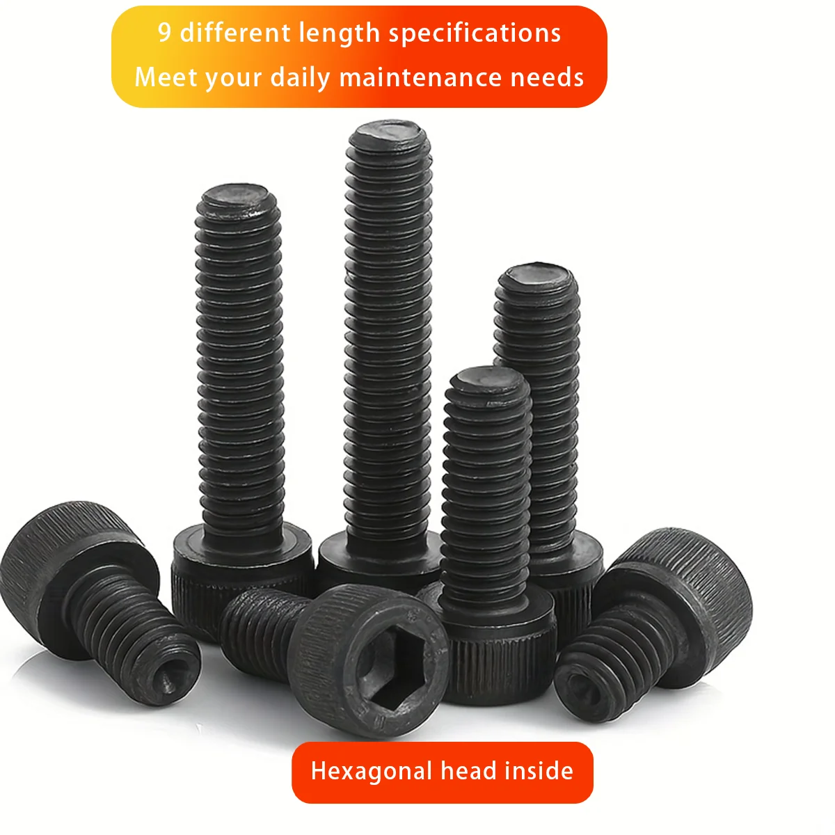 280-piece M3 socket head cap screw set, 12.9 grade alloy steel M3/4mm-25mm black hexagon socket head cap bolt and nut set