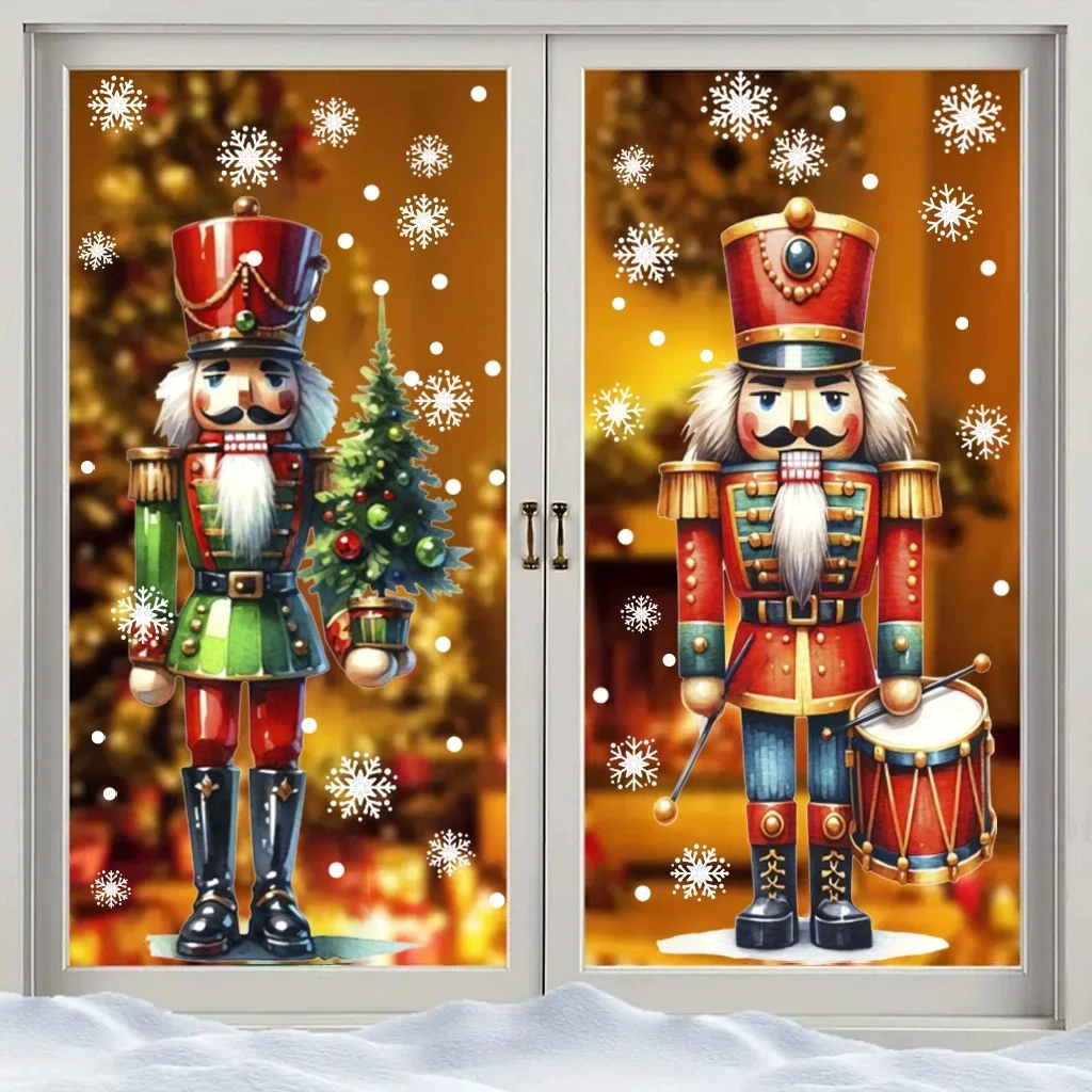 Christmas Soldier Mirror Stickers Xmas Tree Glass Door Stickers Window Decor Merry Christmas 2025 Noel Happy New Year 2026 Favor