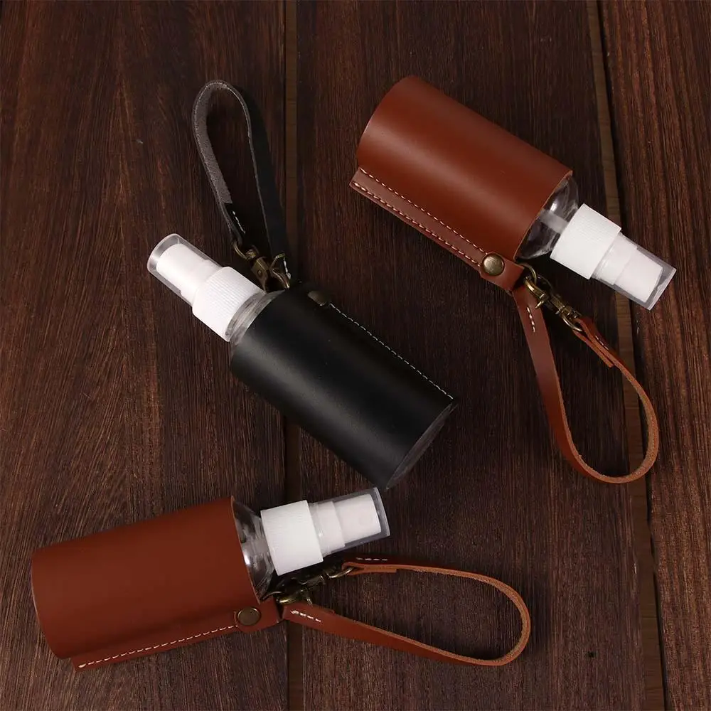 

Bottle Leather Case 60ml Hand Washing Reusable Bottle Refillable Bottles Hand Sanitizer Keychain Spray Bottle Keychain Holder