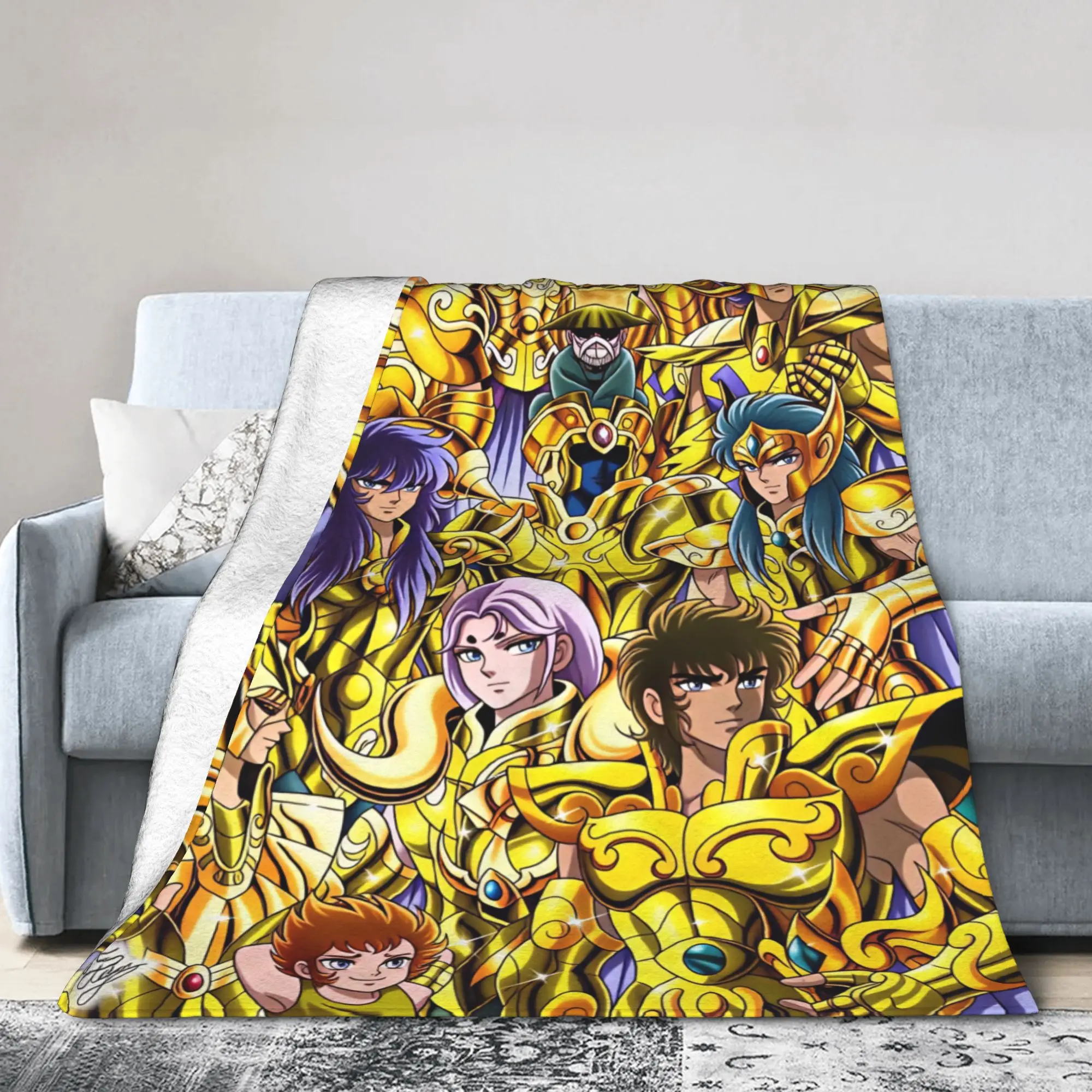 Champion Saints Seiyas Anime Flannel Blanket Winter Super Warm Throw Blanket for Children Couch Bed Fashion Bedspread Bed Cover
