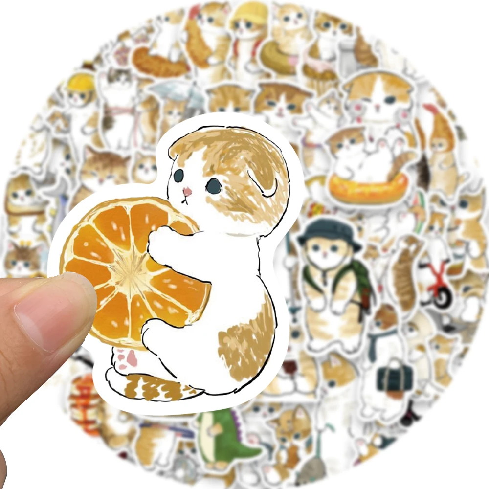 64 قطعة من ملصقات القط الأصفر الكرتونية اللطيفة للأمتعة المكتبية للهاتف والقهوة والدراجات النارية والقرطاسية والشارات الأكثر مبيعًا في أمازون ﻿