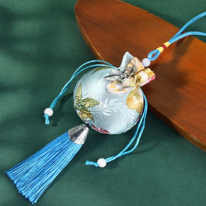Brocade Chinese Silk Drawstring Pouch with Tassel Pendant Embroidery: Perfect for Jewelry Gifts