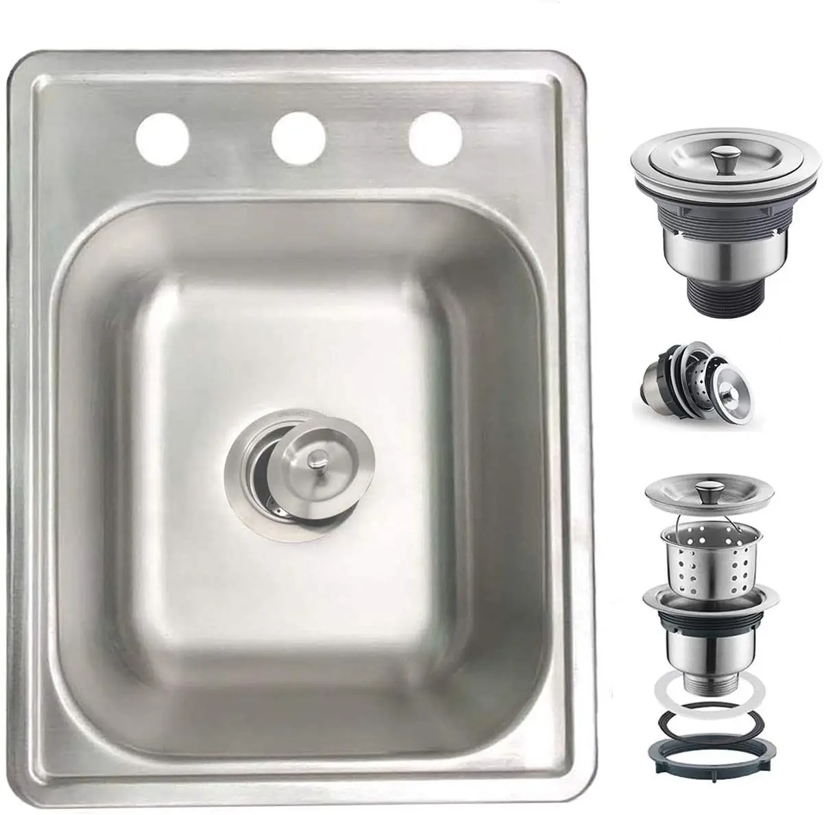 ORLANDO 17x22 inch Single Bowl Kitchen Sink Drop in Stainless Steel Bar Sink, Topmount Bar/Prep sink