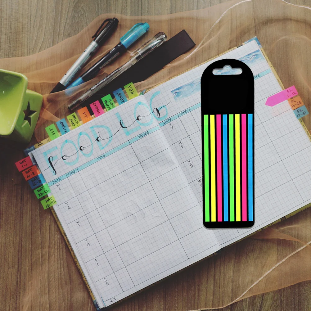 

4 Boxes Fluorescence Reading Strips Sentence Markers Portable Reading Tabs Notebook Page Markers Colorful Learning Accessories