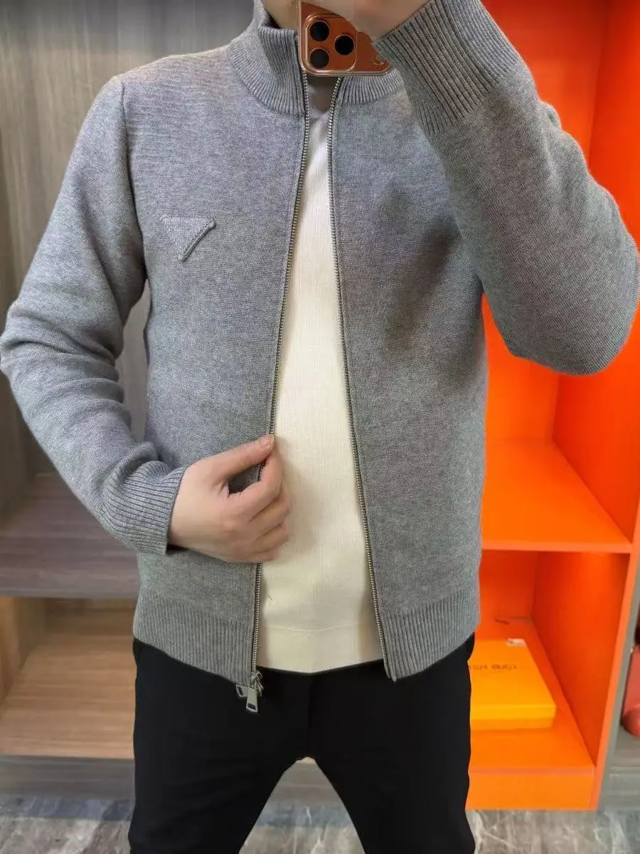 

High Quali Knitted Men's Faion Cardigan Zipper Closure Regular Fit Pure Color Versatile Outerwear Comfortable Polyester C...