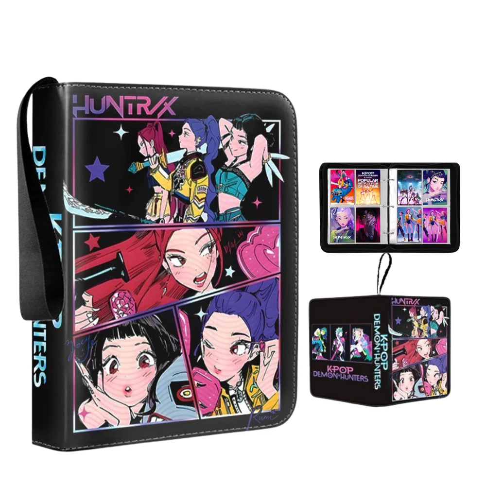**New 400PCS Demon -Hunters Album Binder Photocard PU Zipper Photo Album Carte Holder Toy Collection Folder Letters Card Hobby-- view 2