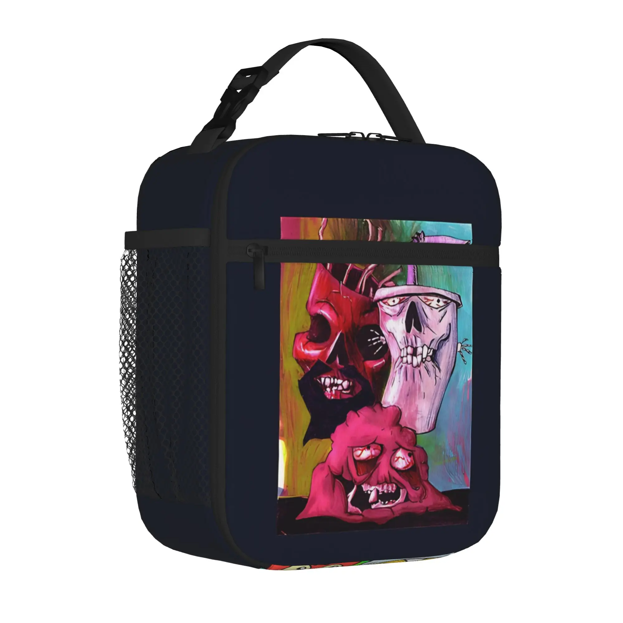 1 Piece Portable Lunch Container weird surreal food  Zipper Closure Durable Pocket ATHF For Lunch Box Bag