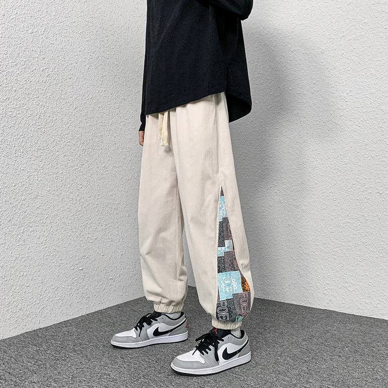 

Spring 2022 Fashion Loose Bunched Feet Harlan Full Length Pants Spliced Casual Trousers