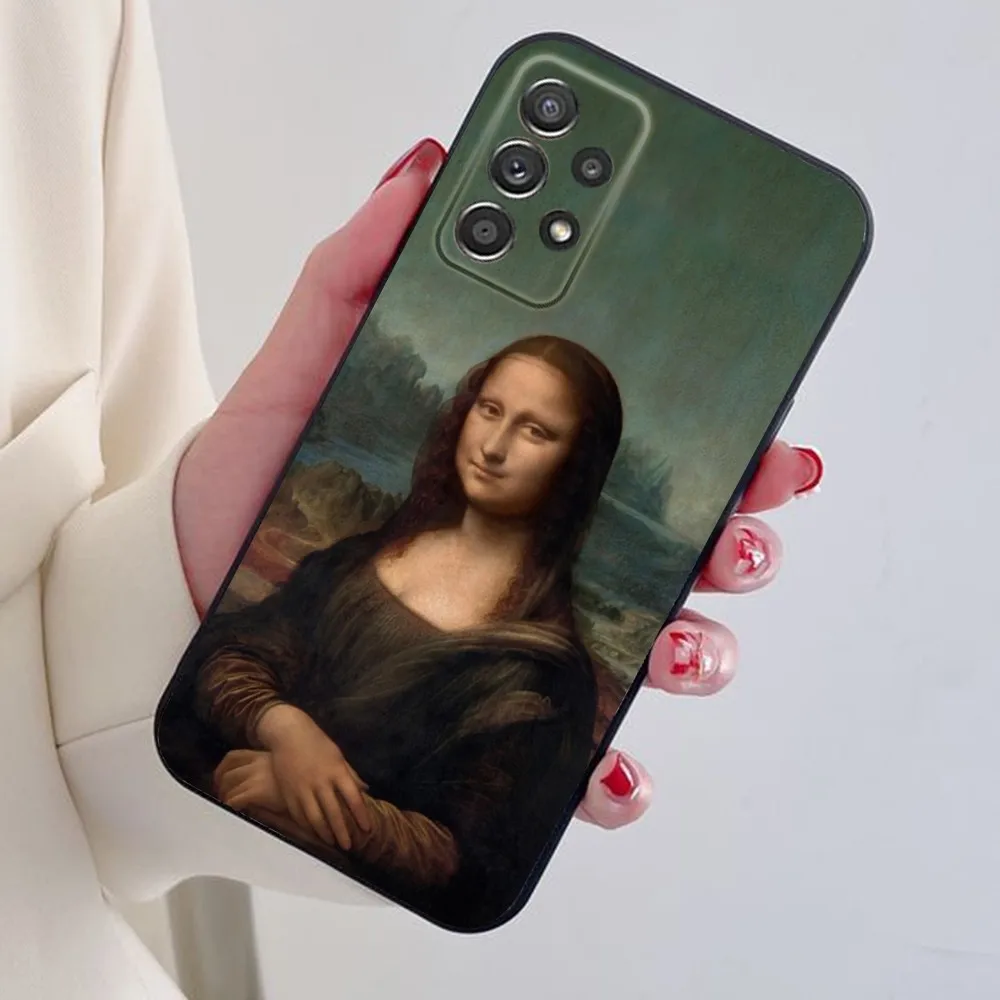 M-Mona Lisa Da V-Vinci Phone Case For Samsung S24,S21,S22,S23,S30,Ultra,S20,Plus,Note,10,9,5G Black soft silicone case