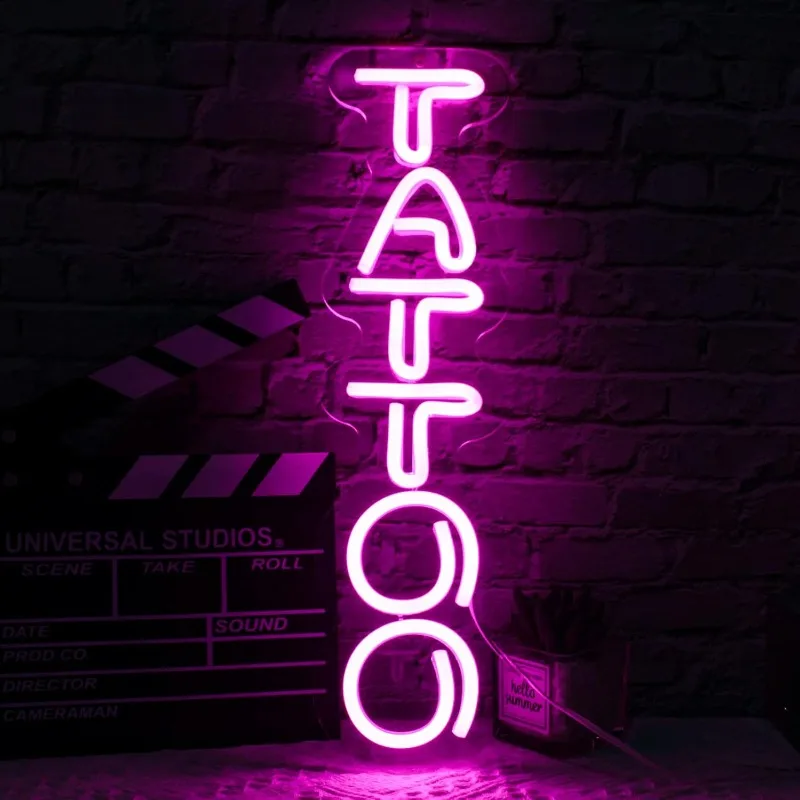 Pink Tattoo Neon Wall Decoration Dimmable LED Signs Beauty Salon Neon Hanging Neon Signs for Bars Club Office Rec Room USB