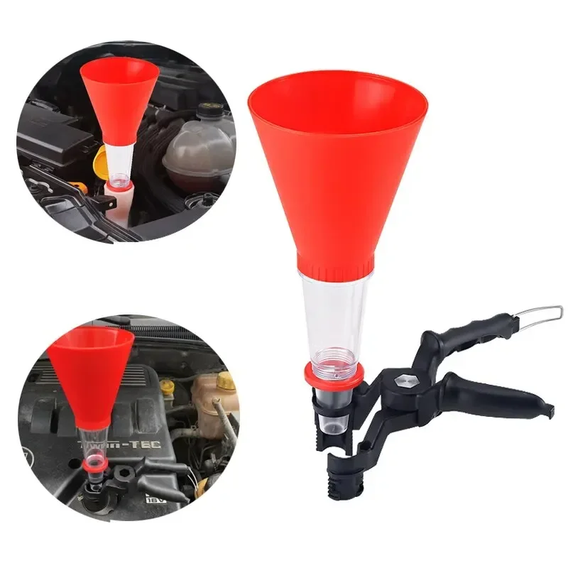 Car Motorcycle Gasoline Oil Filling Funnel Adjustable Width Holding Clamp Engine Oil Filling Set Auto Moto Accessories