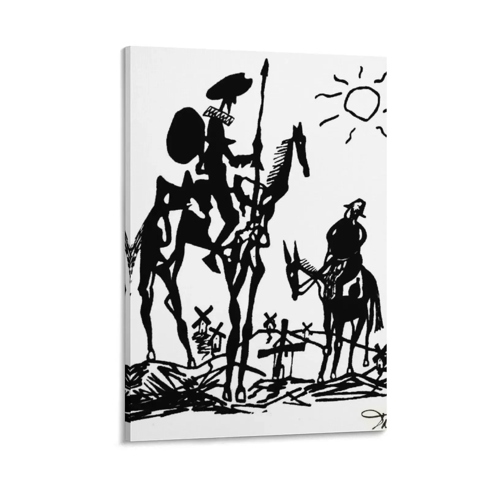 

Don Quixote : Vintage Tilting with Windmills Abstract Print Canvas Painting Decor for room wall art living room decoration