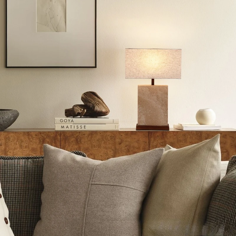 Retro yellow travertine table lamp surprised by the dead wind bedroom bedside table night light