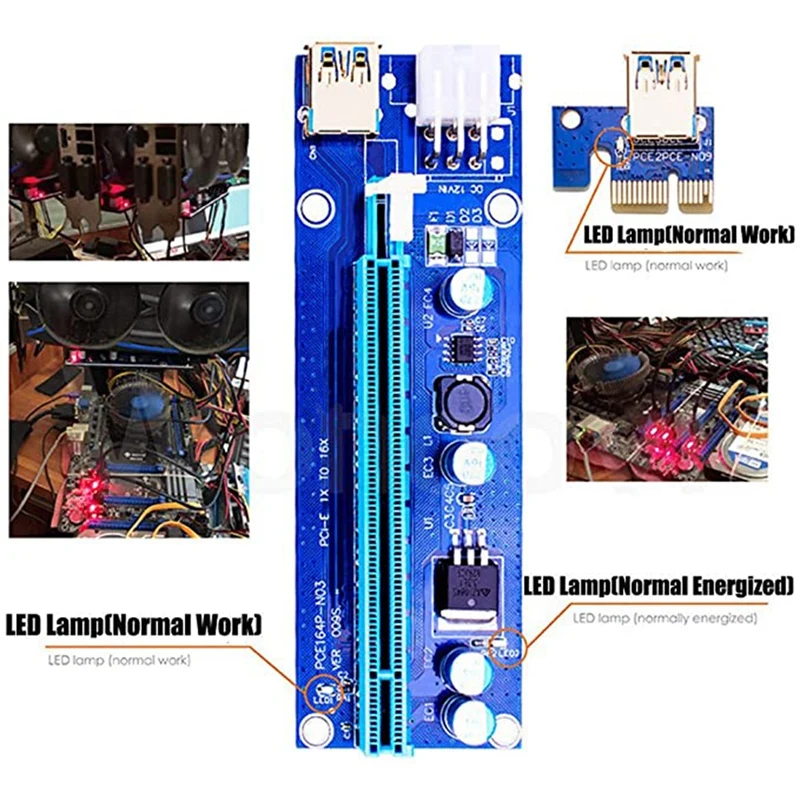 VER009S USB3.0 Pci-E ke Pci kartu adaptor Pci-E 1X sampai 16X kabel ekstensi kartu gambar kartu adaptor penambangan Bitcoin