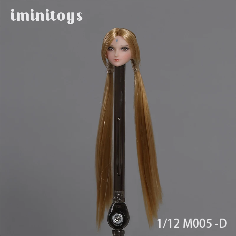 Iminitoys 1/12 Anime Beautifl Girl Head Sculpt Long Straight Hair Head Played M005 for 6