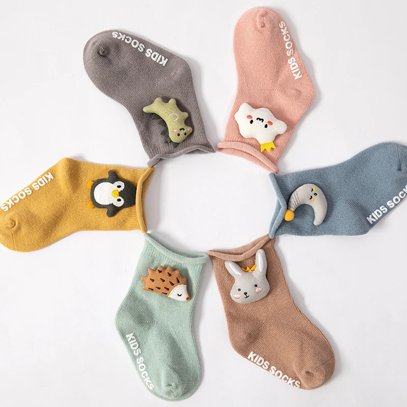 New Fall Baby Cartoon Non-slip Floor Socks Doll Accessories Funny Socks Newborn Toddler Socks Dinosaur Penguin Hedgehog