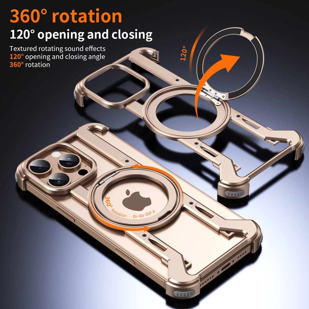 

Вращающийся на 360° металлический чехол-подставка для iPhone 16 15 Pro Max, полностью из алюминиевого сплава, прочный противоударный бронированный чехол с магнитным кольцом