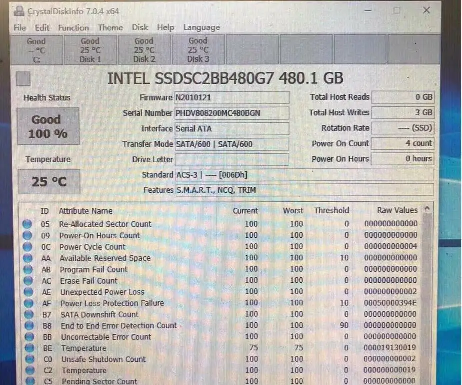 SSDSC2BB480G7 Intel DC S3520 SERIES OEM 480GB SATA-6GBPS 3D1 MLC 2.5\