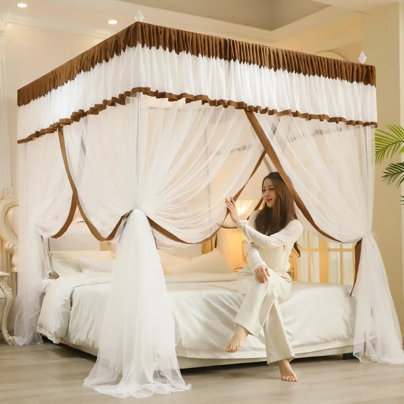 

Floor Standing Dust-Proof Mosquito Net with Bracket 3-Door Palace Encrypted Mesh Tent High Quality Easy To Install Bed Curtains