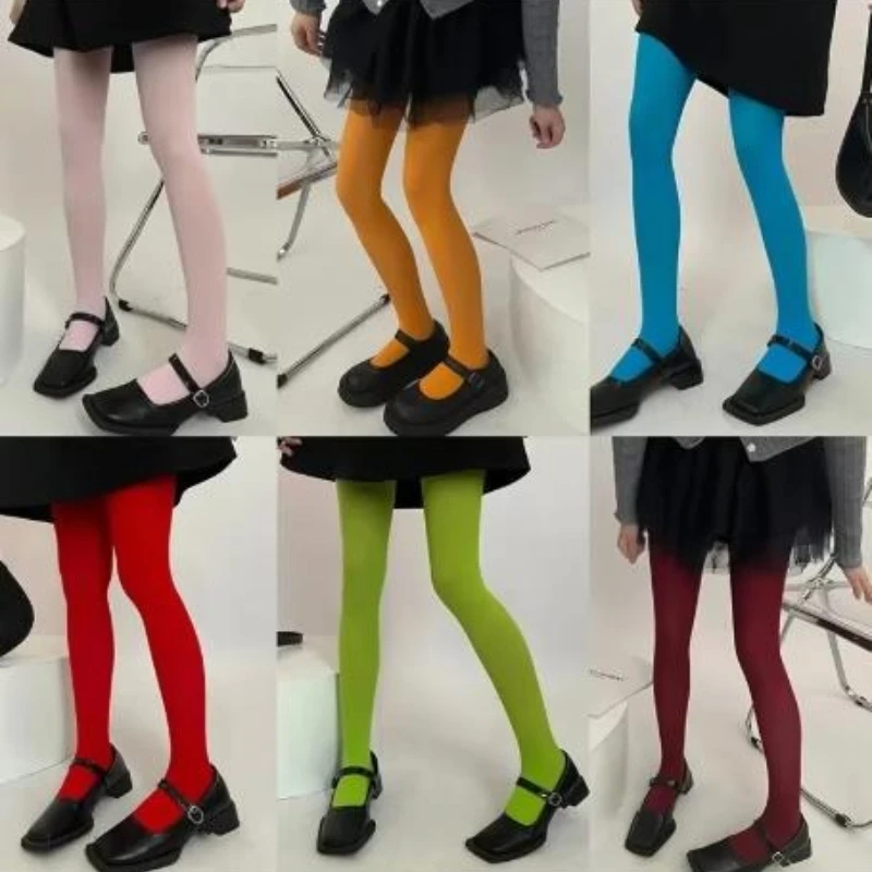 Women Sexy Tights Long Stockings Candy Color Soft Velvet Leggings Dopamine High-elasticity Anti-run Pantyhose 1/5 Pcs