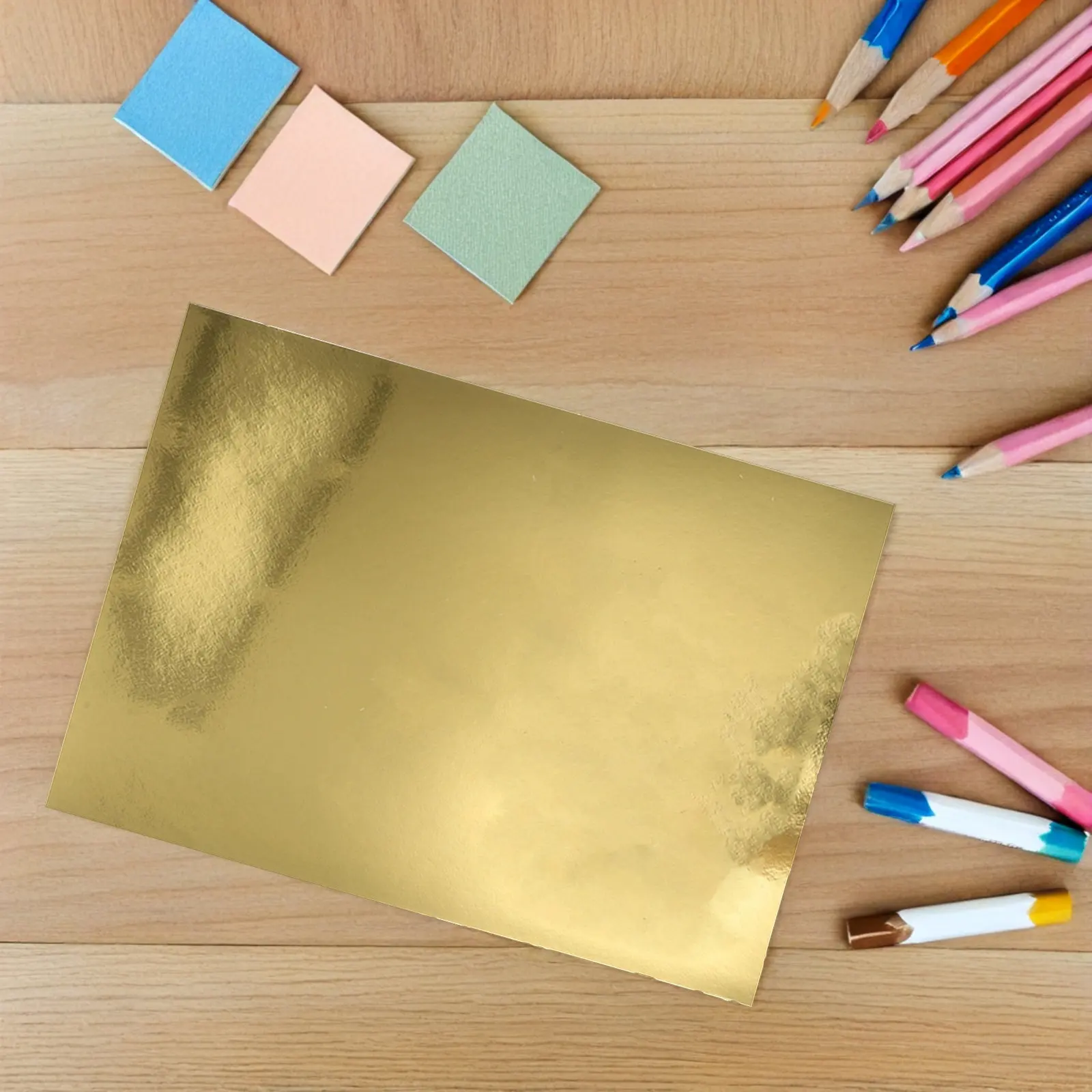50Pcs Metallic Gold Mirror Cardstock Paper A4 Foil Sheets for DIY Crafts Invitations Party Scrapbooking Decoration