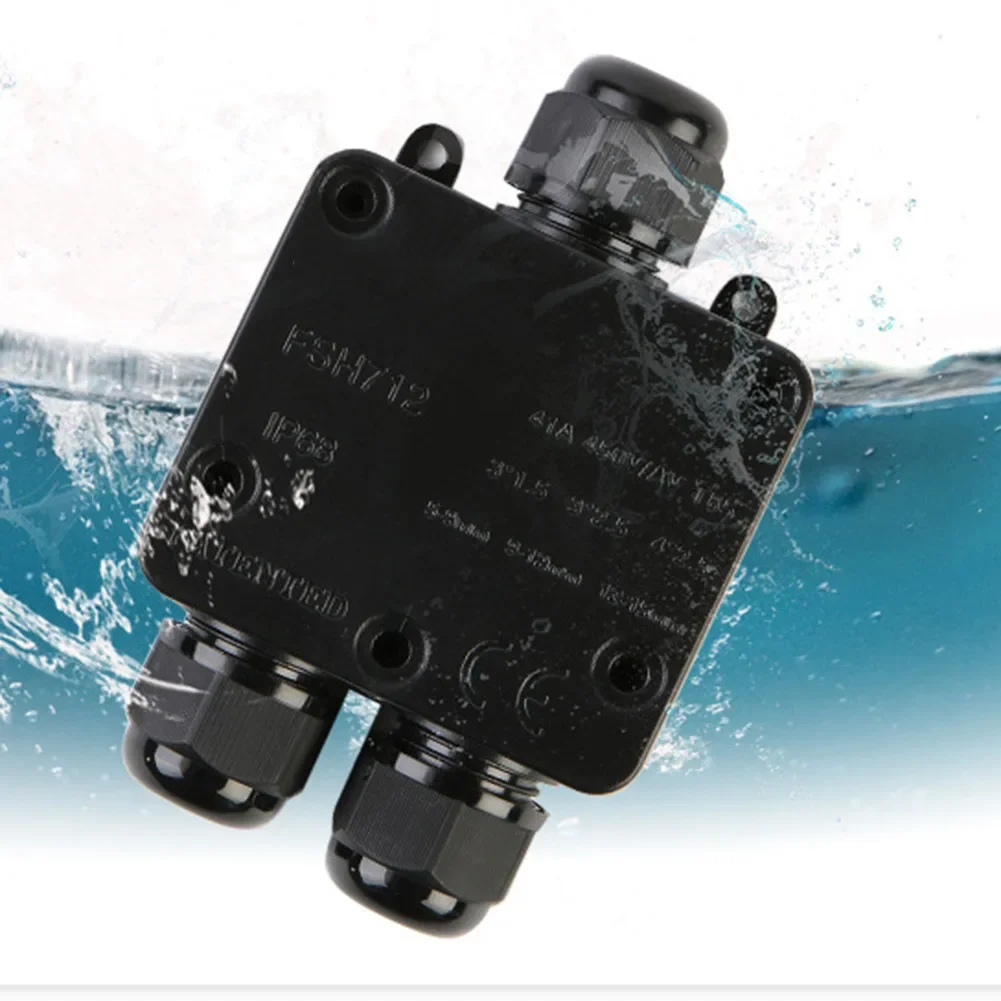 High Performance Junction Box Black IP68 Junction Box Silicone Sealing Rings Included Shockproof Dustproof Design