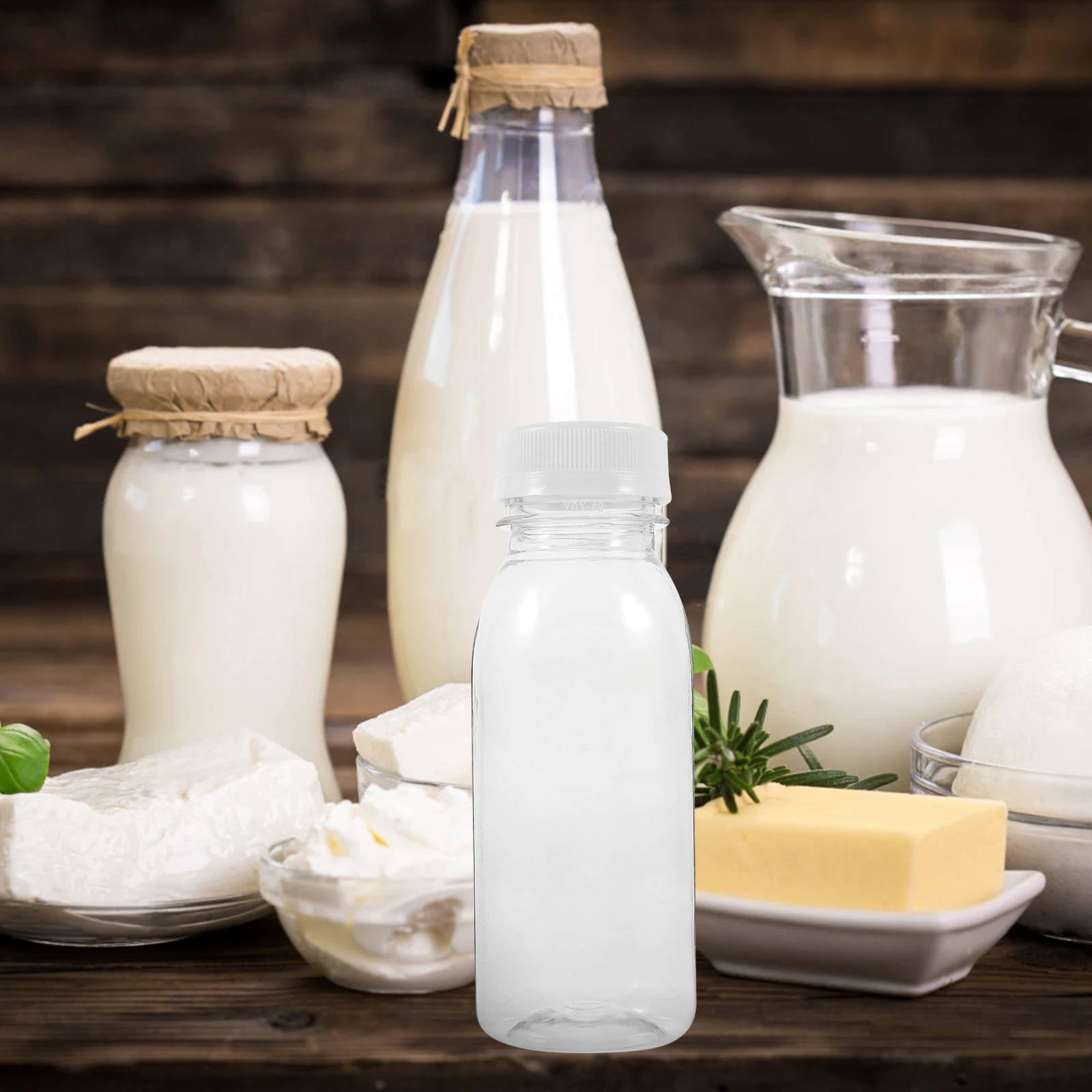 

10 Pcs 200ml Plastic Milk Transparent Juice Beverage Containers Sub Bottles Strong Durable Reusable Safe Environmental Friendly