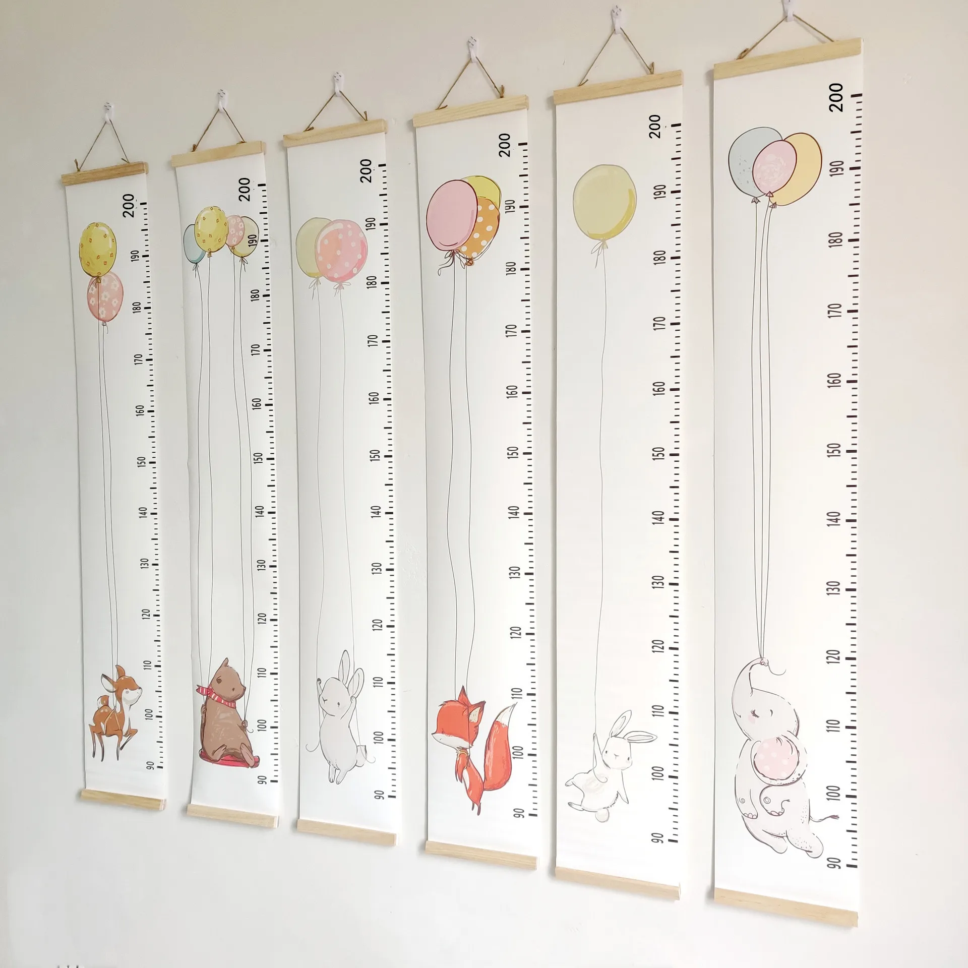 Gráficos de crecimiento de pared de lona de madera, tabla decorativa colgante para bebé, regla de medida de altura, pegatina de pared extraíble para habitación de niños