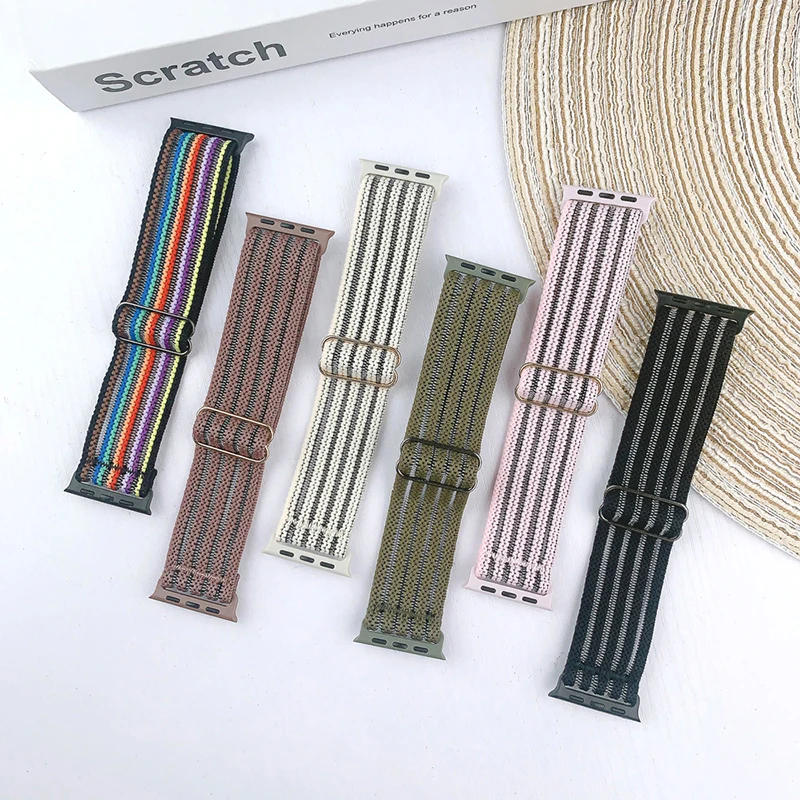 Scrunchie Strap for Apple watch band 40mm 44mm 41mm 45mm 38mm 42mm 49mm Elastic Nylon bracelet iWatch series 7 se 6 5 3 Ultra 8