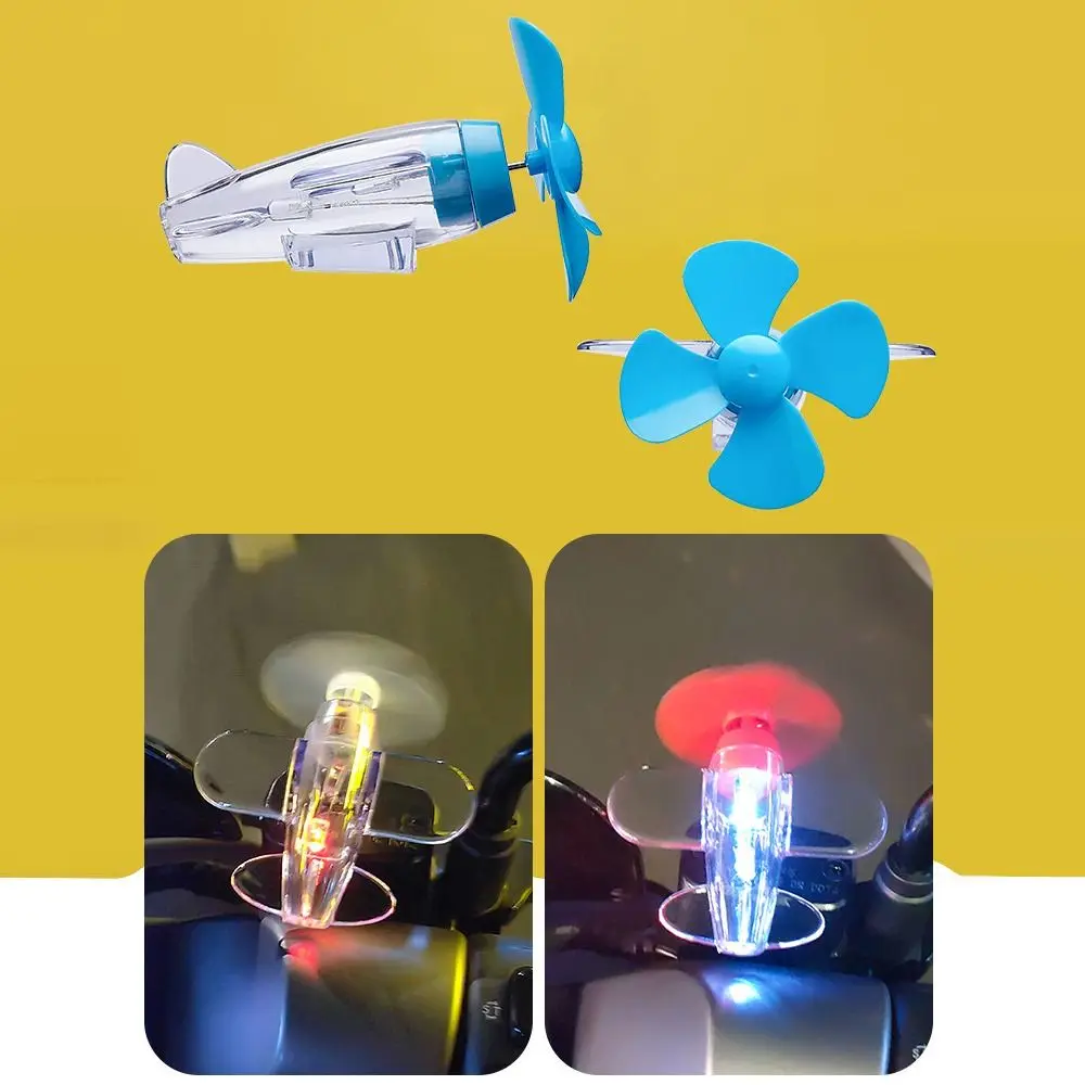 Wind Power Generation LED Light Warning Effect Safe Riding Small Airplane Ornament with Traceless Adhesive Car Decorations