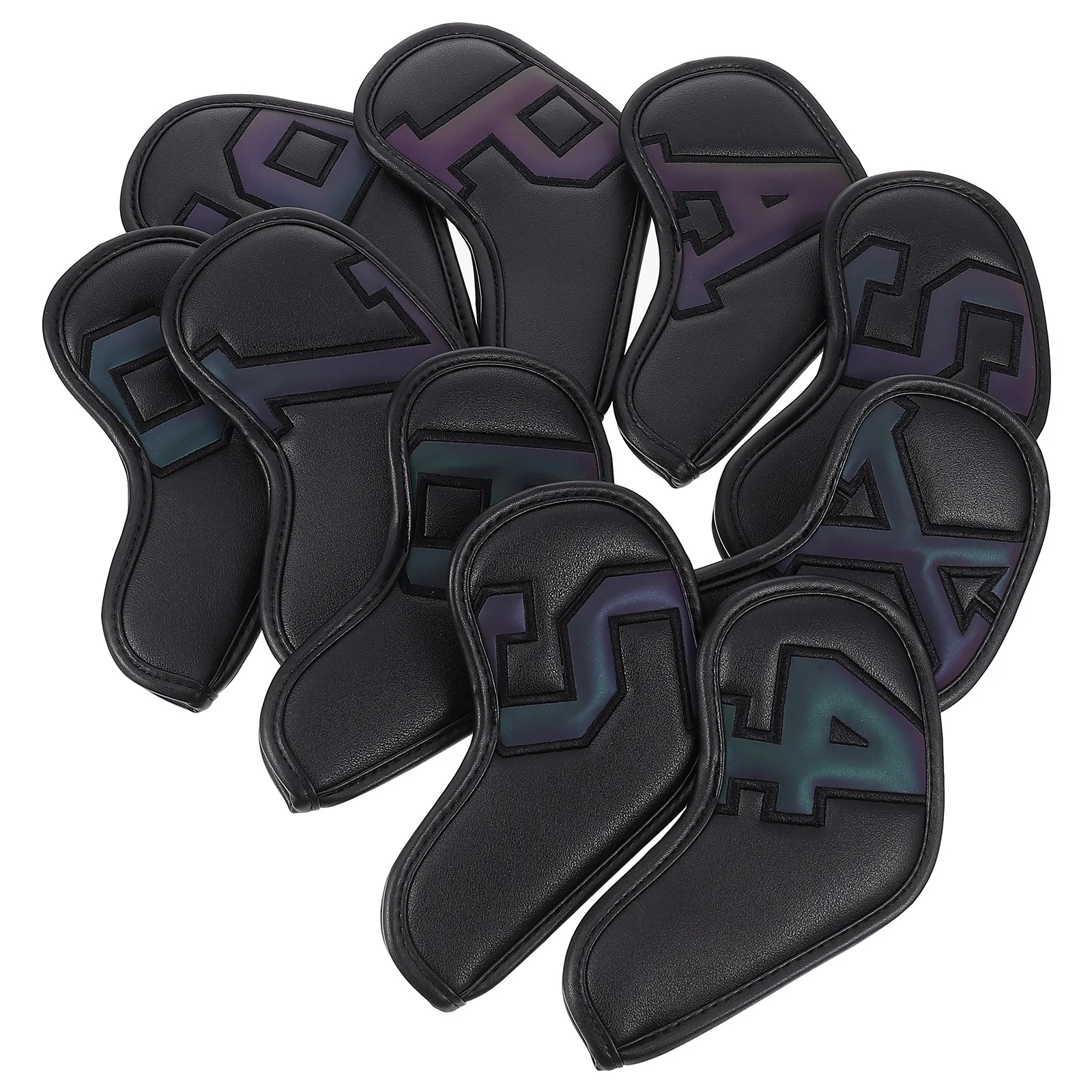

10Pcs Premium PU Golf Iron Covers for Men Women - Scratch Proof Club Head Protector Sleeve Waterproof Wear Resistant Golf