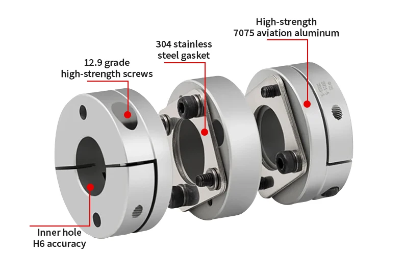 Aluminiumlegierung D44L50 Doppelmembrankupplung Elastischer Stecker D44mm L50mm Kugelumlaufspindel Schritt Servomotor Encoder Computer – Detail 5
