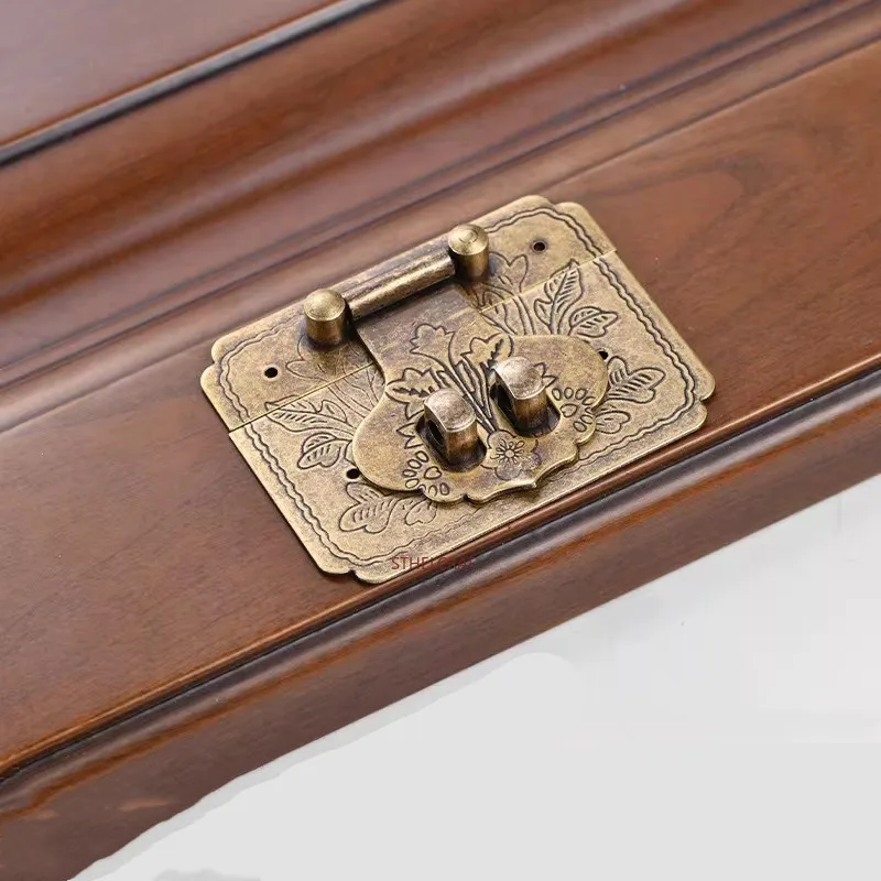 2PCS Retro Brass Hasps Catch Latch Lock Jewelry Chest Box Suitcase Buckle Clip Clasp Wooden Boxes Lock Buckle Furniture Hardware