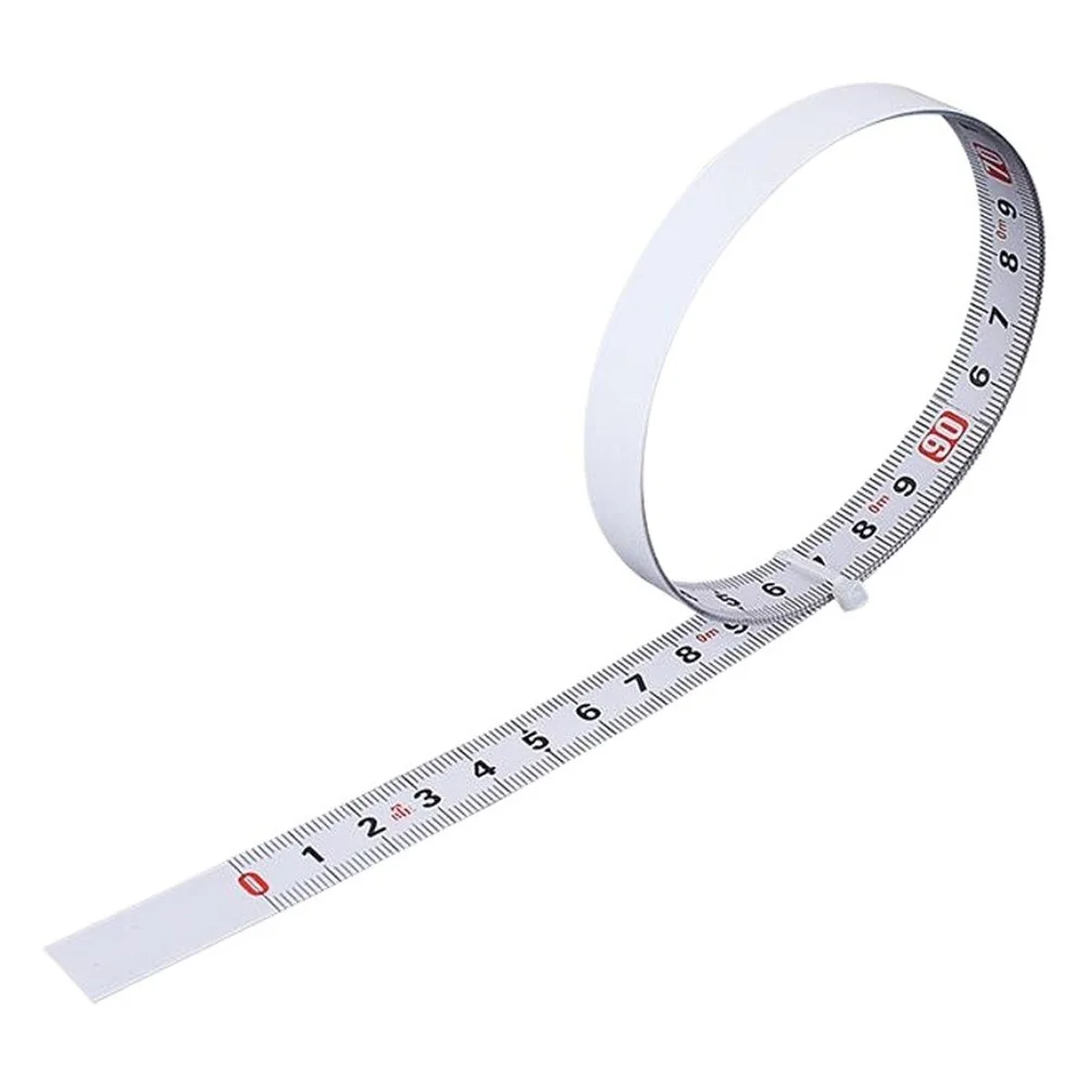 Carbon Steel Self-Stick Tape Measure with Reverse Scale for Precision Millimeter Measurement in Workshop Settings