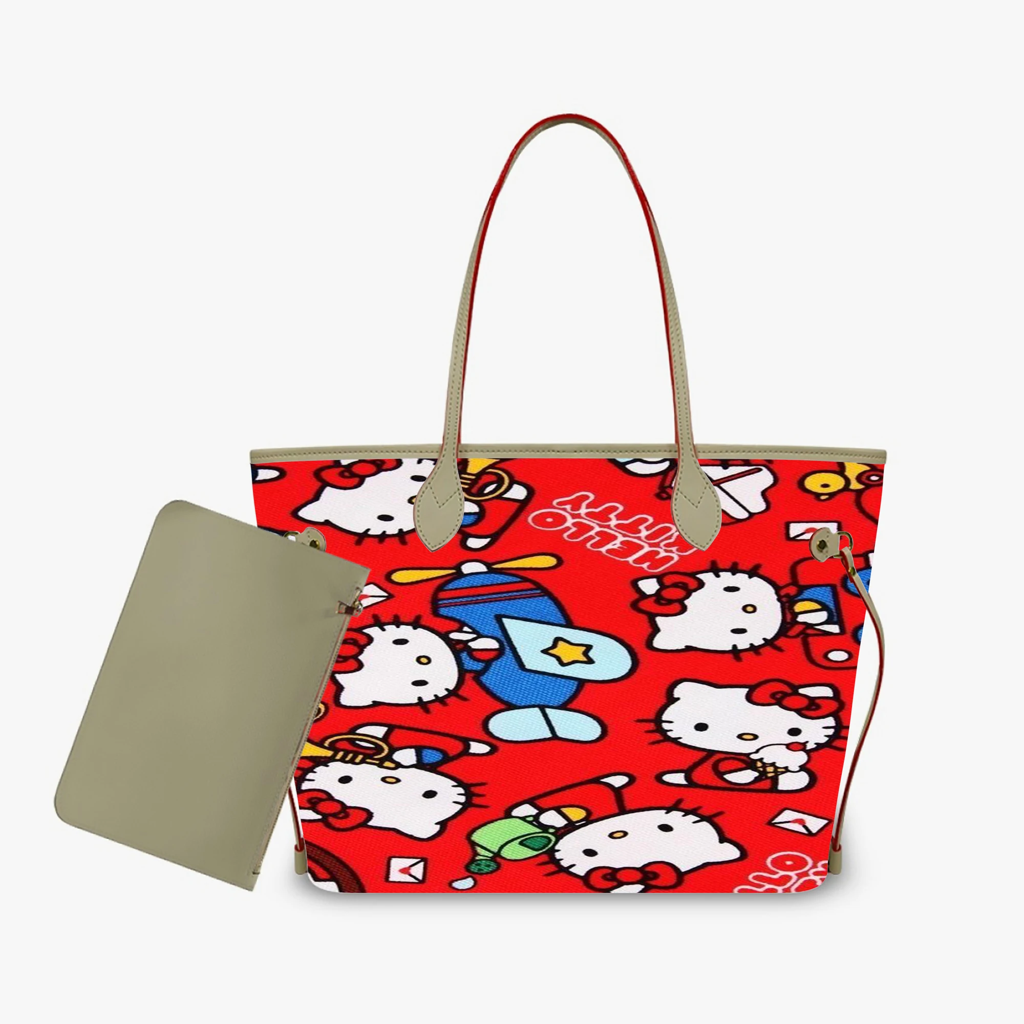 

Сумка женская Hello Kitty с индивидуальным дизайном, мультяшная, милая, большая вместимость, 2026, для вечеринок, модная, настраиваемая