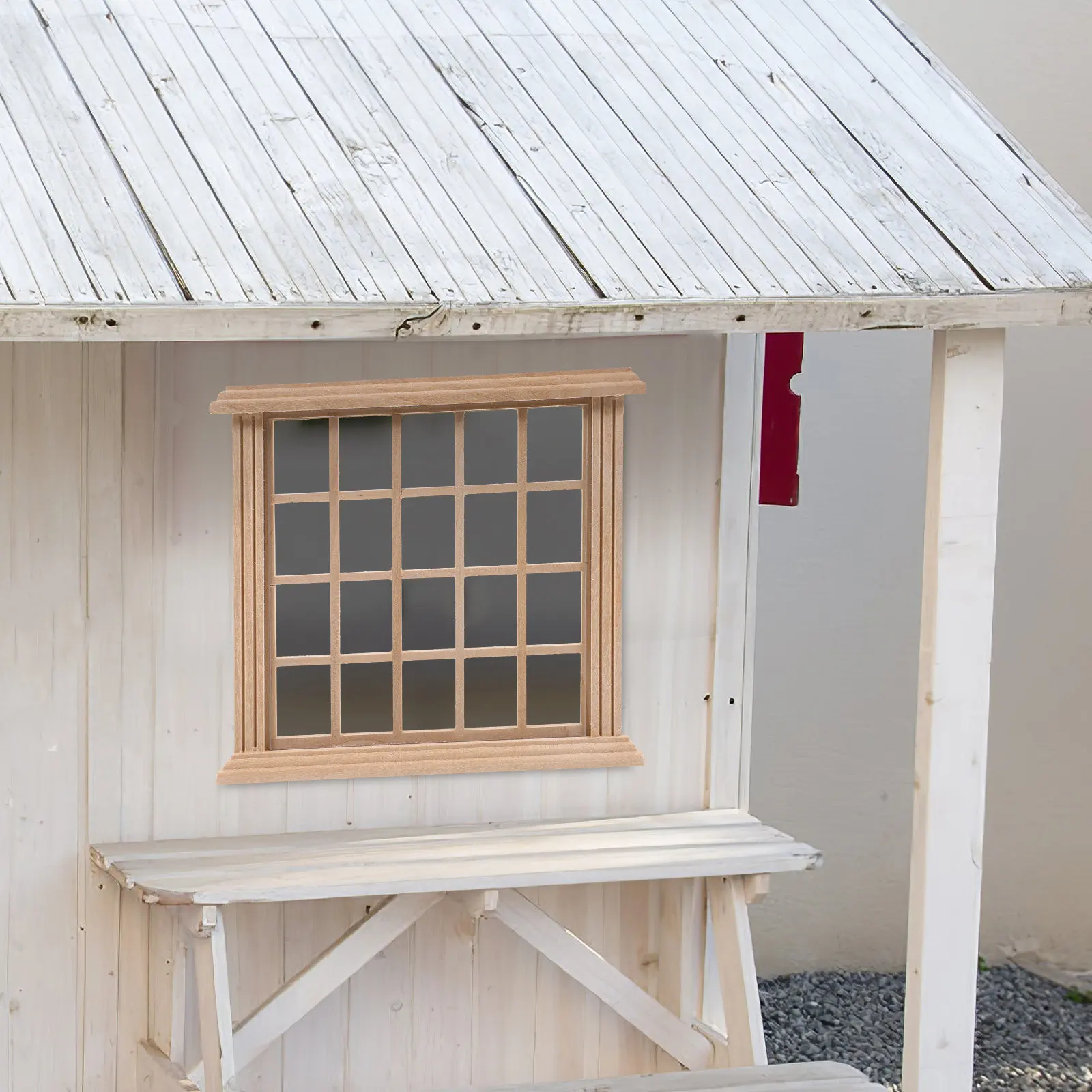 

Mini Wooden Window Blank Frame Mini House Furniture Decoration Small House Accessories Wear Resistant Window Frame Decor