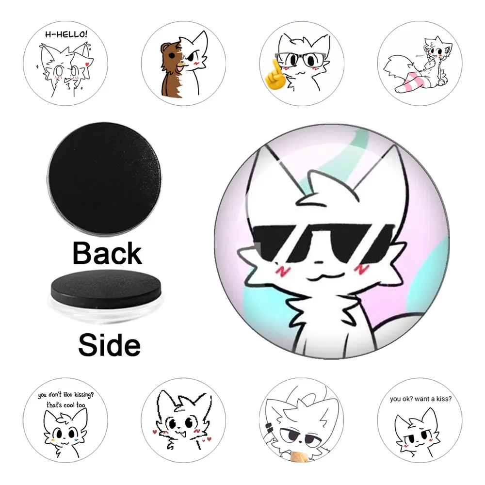 Fun Pink Silly Cats Boykisser Cat Meme Kawaii Fridge Magnet Glass Dome Magnetic Refrigerator Stickers Note Holder Home Decor