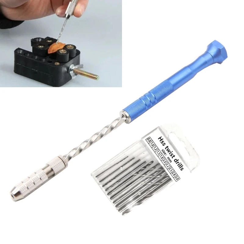 Perforadora agujero taladro giratorio manual con 0 Uds., Mini brocas helicoidales, precisión semiautomática, llavero