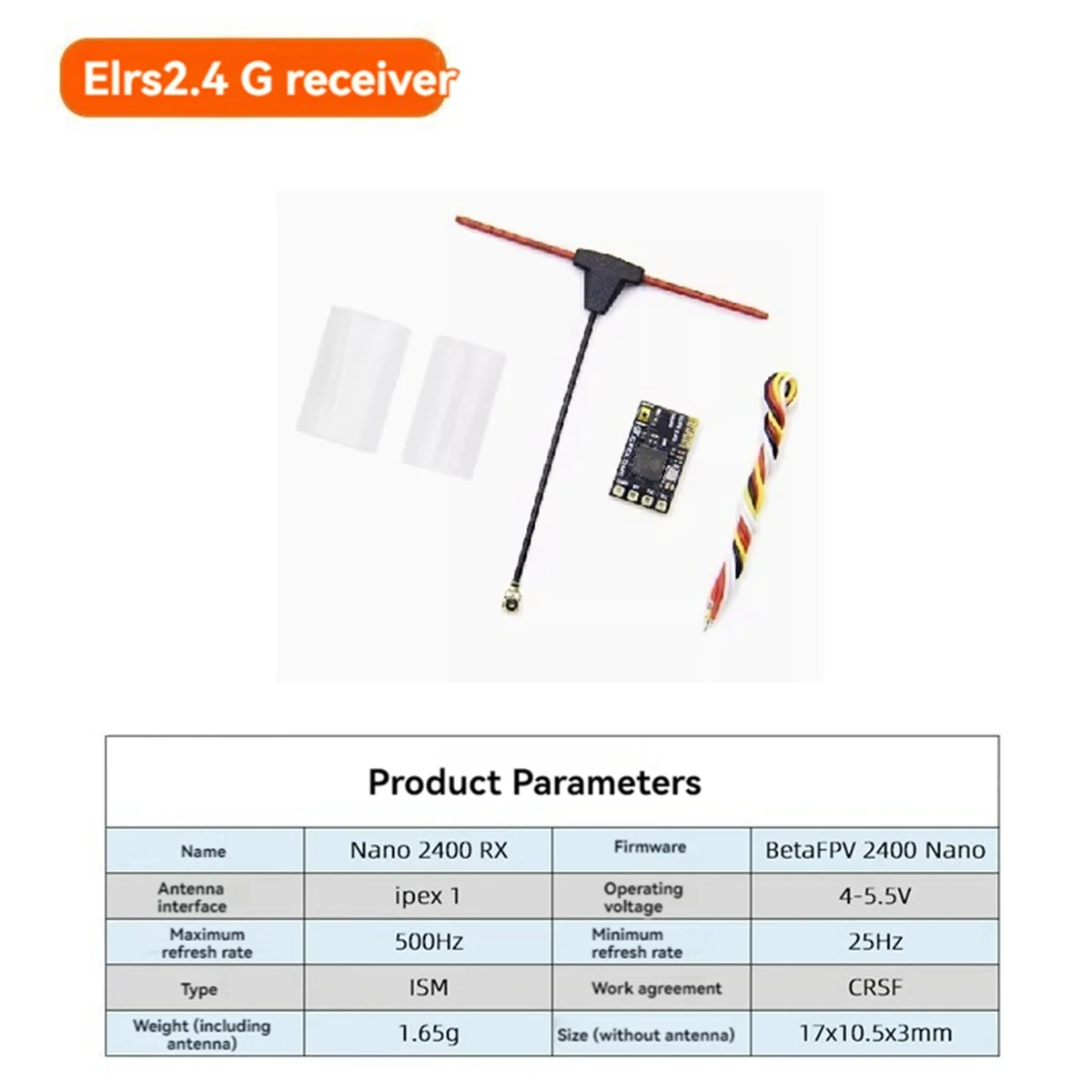 ELRS Receiver 2.4GHz NANO ExpressLRS Receiver CRSF with T-Type Antenna for RC FPV Traversing Drones Parts