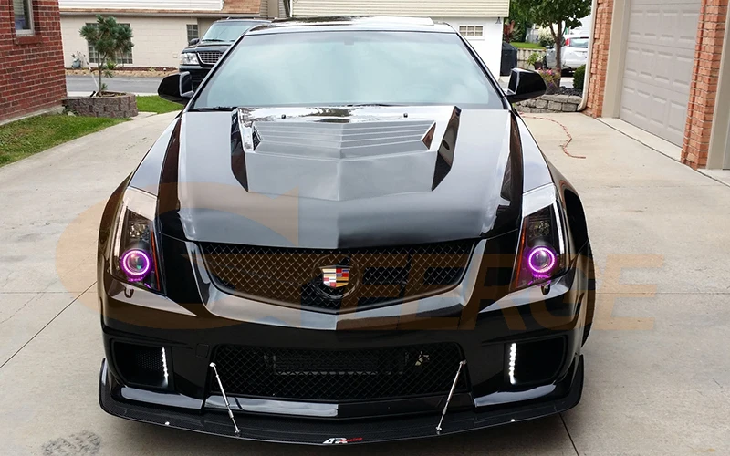 For Cadillac CTS 2008-2014 Xenon Headlight BT App RF Remote Control Multi-Color Ultra Bright RGB LED Angel Eyes Kit Halo Rings