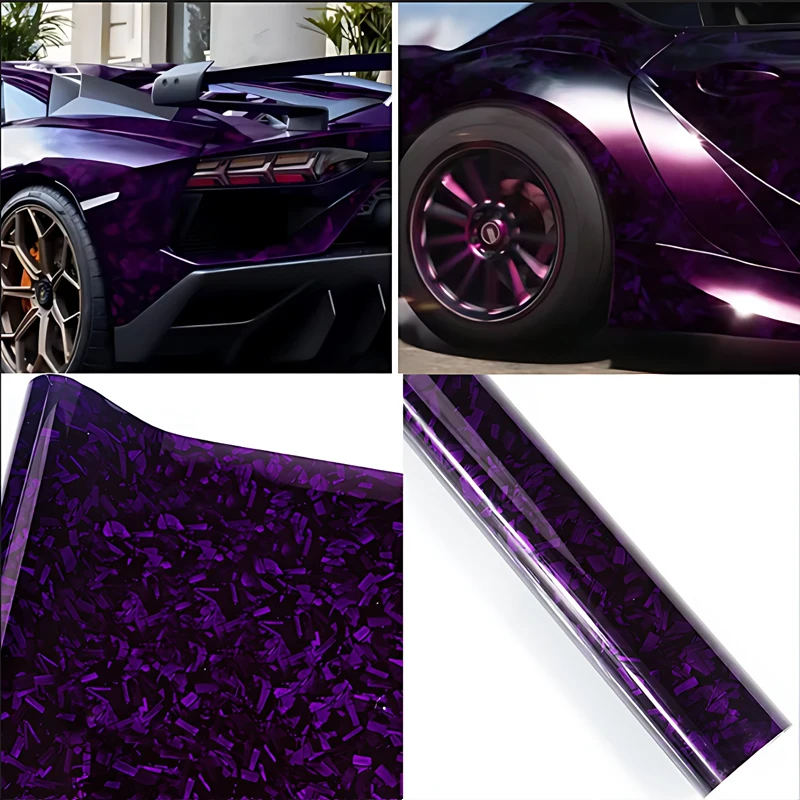 

PET Flower Carbon Purple Forged Carbon Fiber Vinyl Wrap Color Film Car Decorative Accessories Film For Ferrari 488/458/599/348