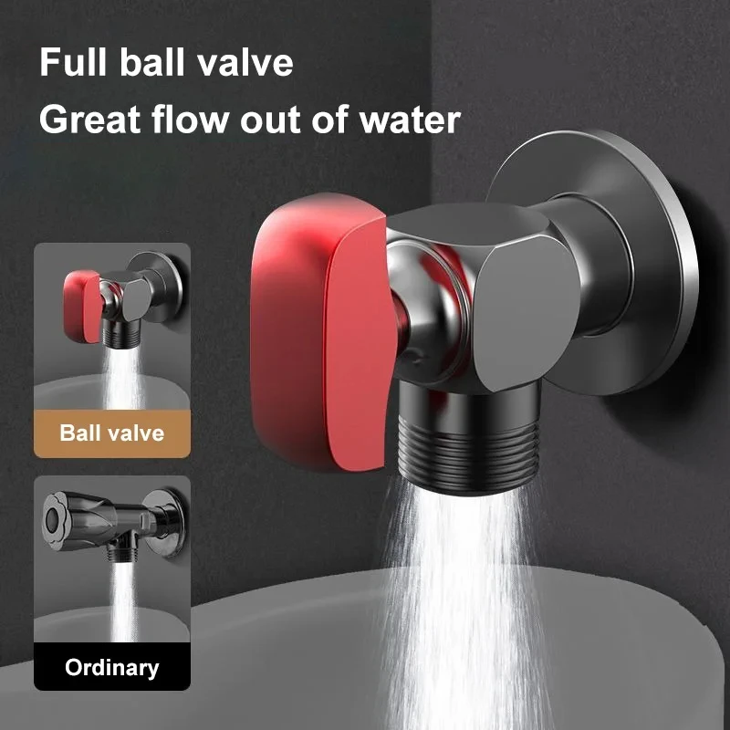 All Copper Thicken Angle Valve Ball Core Hot and Cold Triangle Switch G1/2 4 Points Water Heater Toilet Large Flow Ball Valve