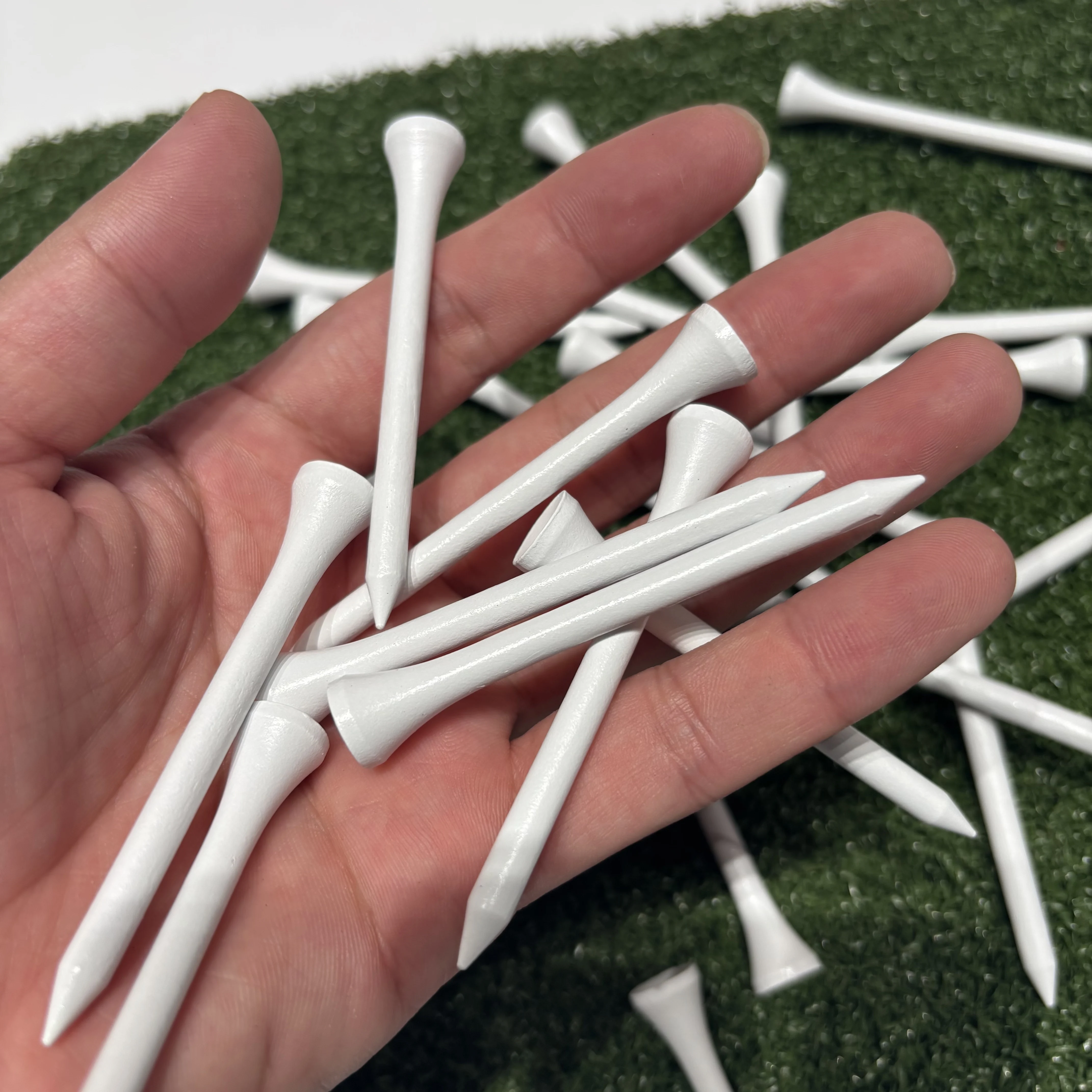 Golf Weiße Holz-Tees Golfball-Tees 70mm Höhe Packung mit 100/50 Stück – Detail 11