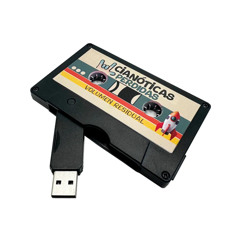 10Pcs/Lot Custom Color Sticker LOGO Black Casette Model Tape USB2.0 Flash Drive 4GB 8GB 16GB 32GB 64GB 128GB and Acrylic Box