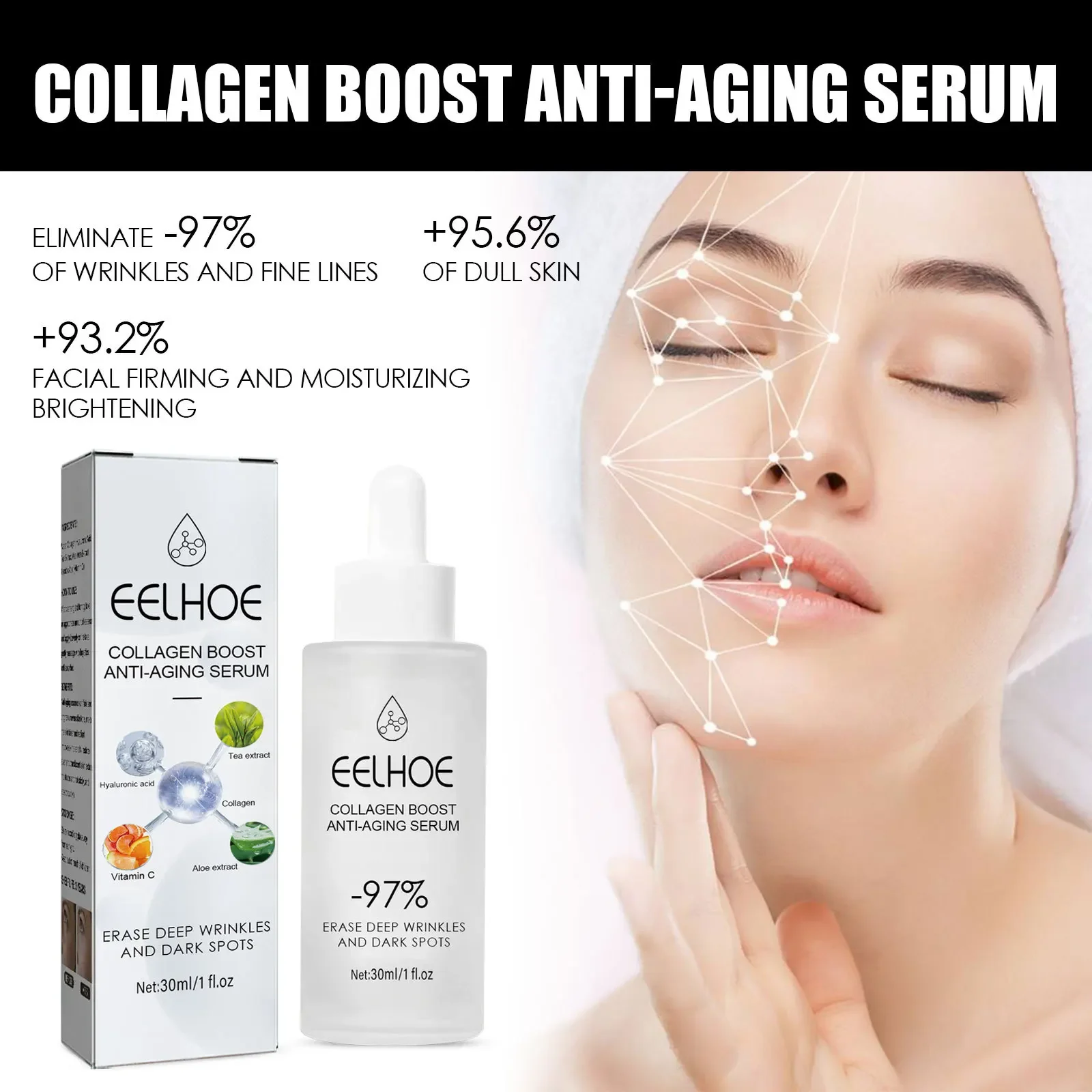 Sérum Boost au collagène pour l'élimination des ridules déformables, anti-âge, essence pour le visage, raffermissant, peau affati ée, restaurer titut de la peau